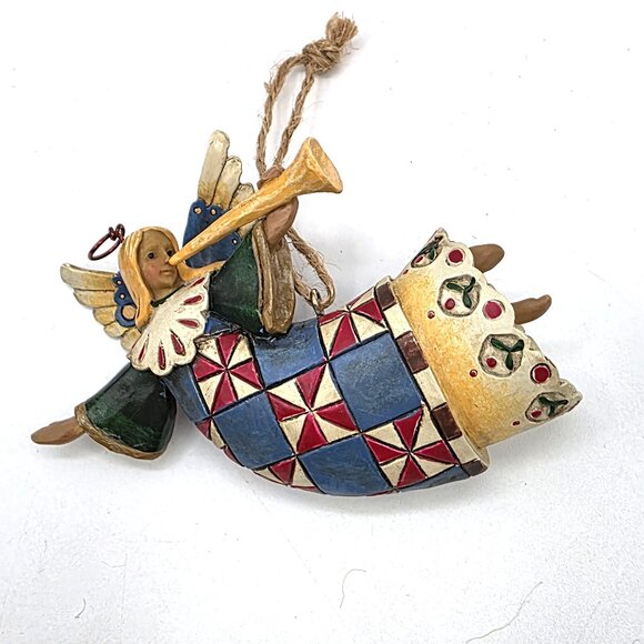 Jim Shore Heartwood Creek Enesco Angel With Trumpet 2002 Christmas Ornament 4" - Picture 5 of 8